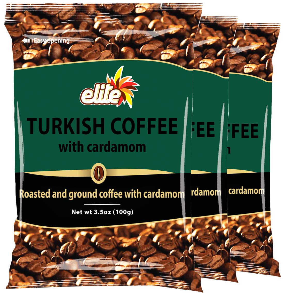 Elite Turkish Coffee with Cardamom: rich aroma and a triple-pack for entertaining mornings.