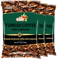 Elite Turkish Coffee with Cardamom: rich aroma and a triple-pack for entertaining mornings.