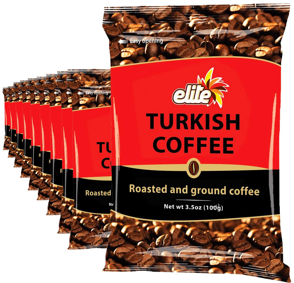 ELITE Turkish Coffee 10-pack pack shot highlighting premium packaging and convenience.
