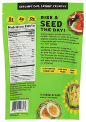 Packaging closeup of Ella's Flats Hemp Crisp highlighting clean-label ingredients.