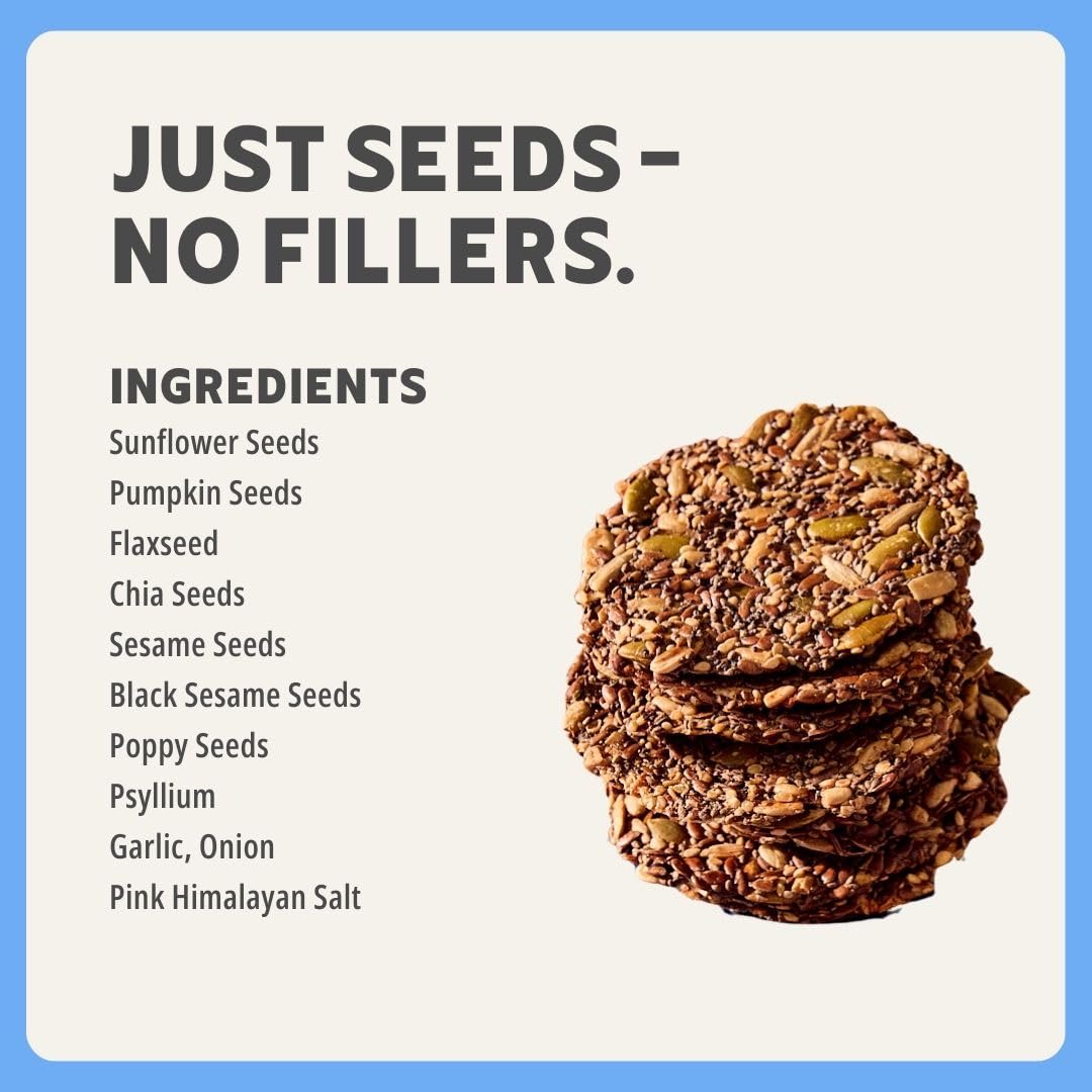 Ella's Flats protein-rich seed crisps offer fiber and healthy fats.