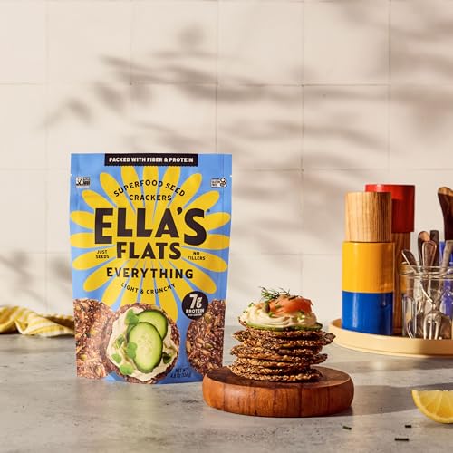 Close-up of seeds and spices in Ella's Flats crisps, highlighting clean ingredients.