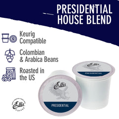 Ellis Coffee Presidential Light Roast pods held in hand for on-the-go use