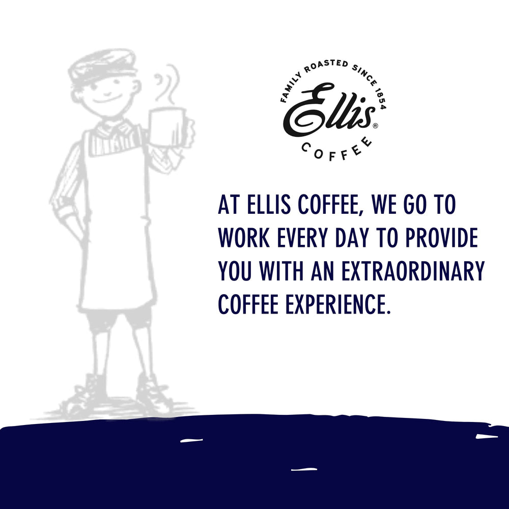 Ellis Coffee Presidential Light Roast pods on office desk morning routine