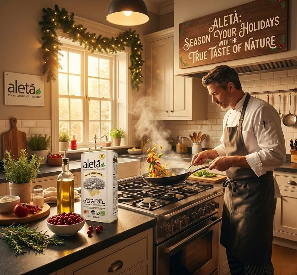 Ellora Farms Aleta olive oil tin on table—ready for everyday cooking.