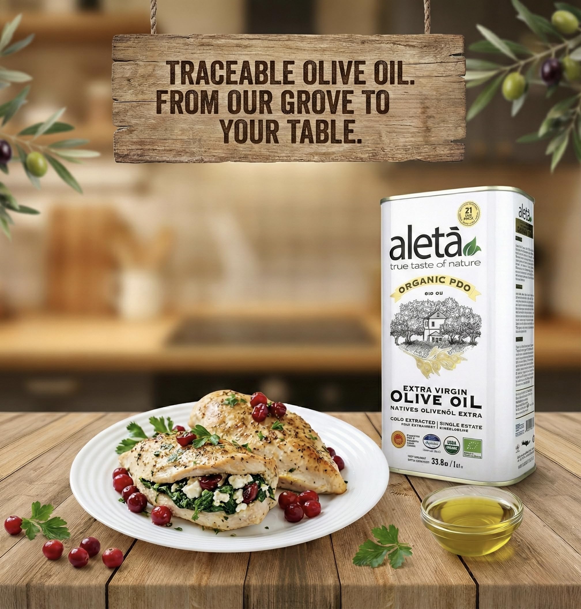 Ellora Farms Aleta PDO seal—authentic Greek origin.