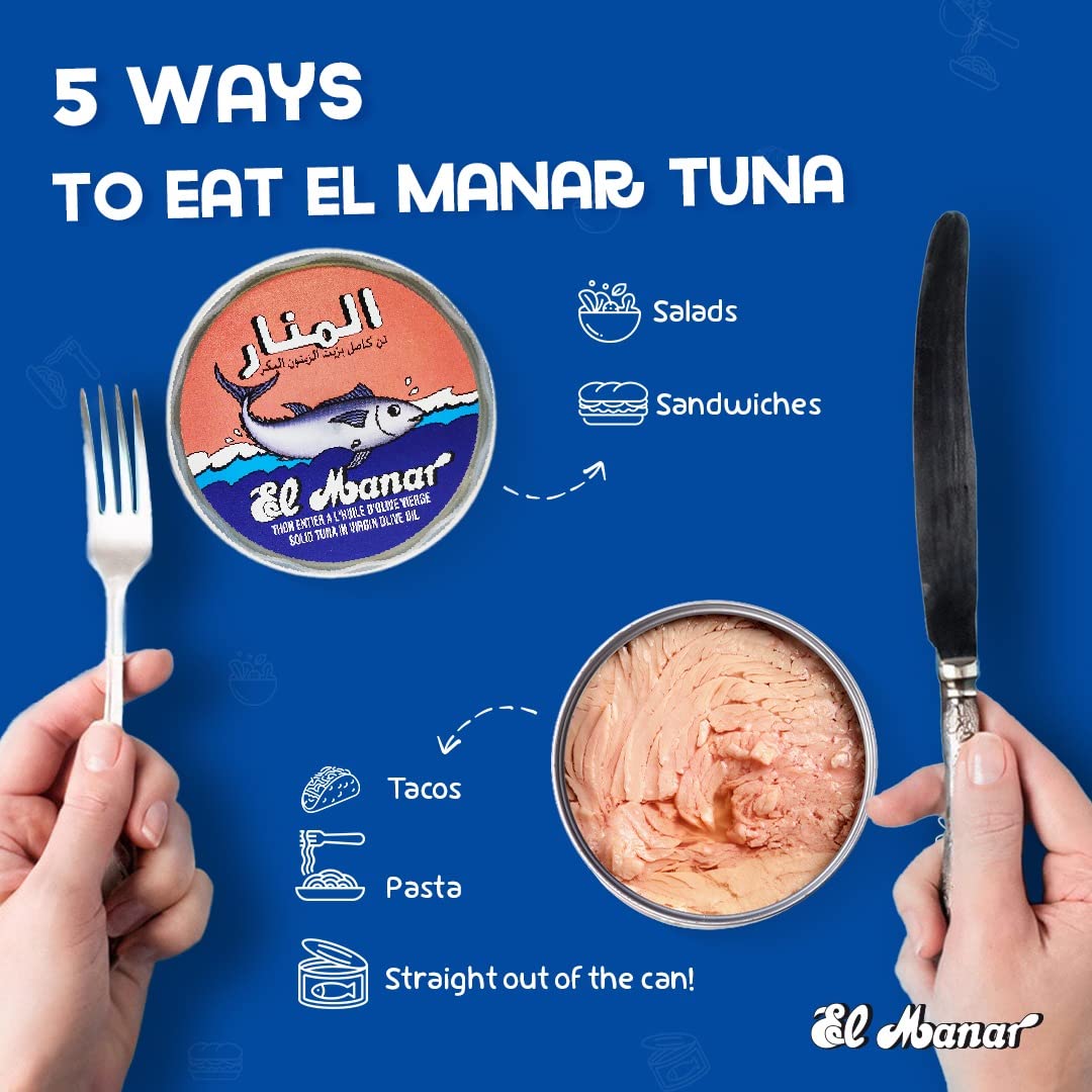 El Manar solid tuna in olive oil served in a salad for a quick, balanced lunch.