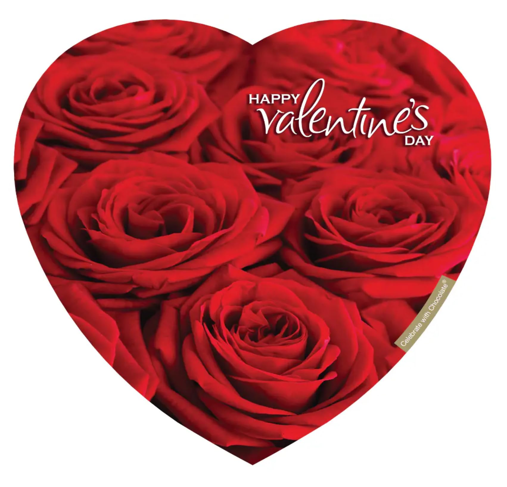 Elmer Chocolate Bunch of Roses heart-shaped box front view for a romantic gift.