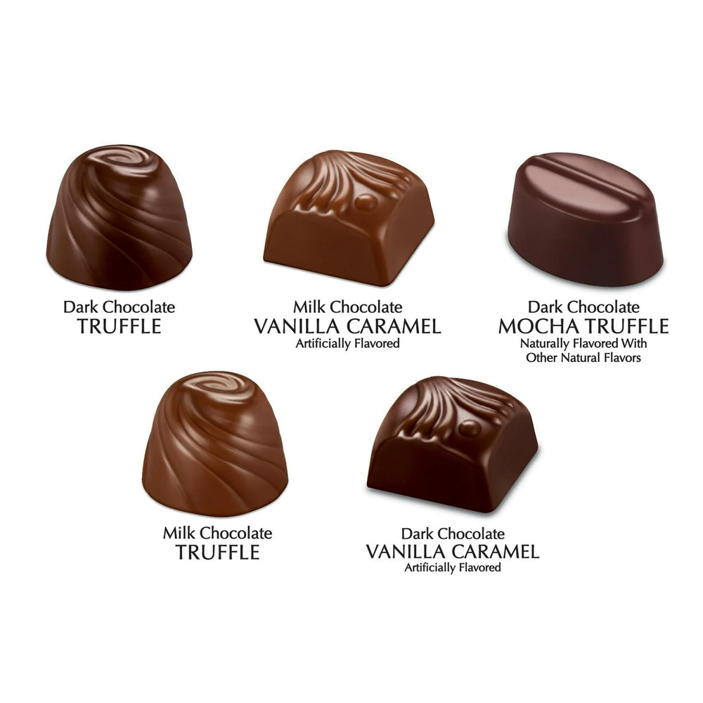 Elmer Chocolate Pot of Gold Heart caramel centers highlight creamy texture and sweetness