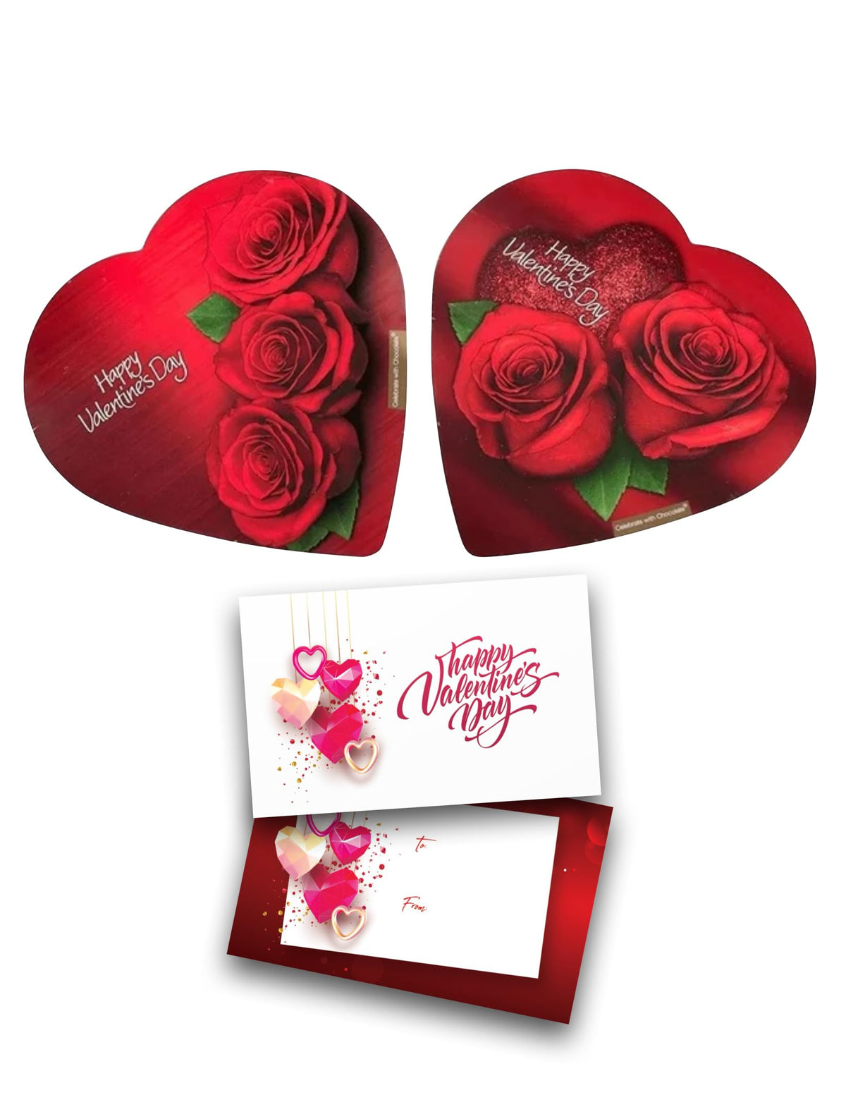 Front view of Elmers Chocolates Rose Heart Box, ideal for Valentine gifts.