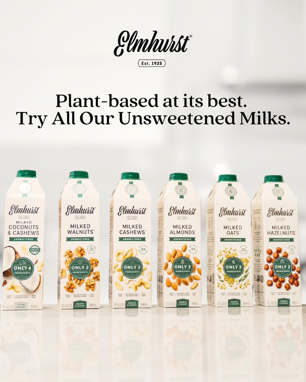 Elmhurst hazelnut milk used in dairy-free recipes and desserts