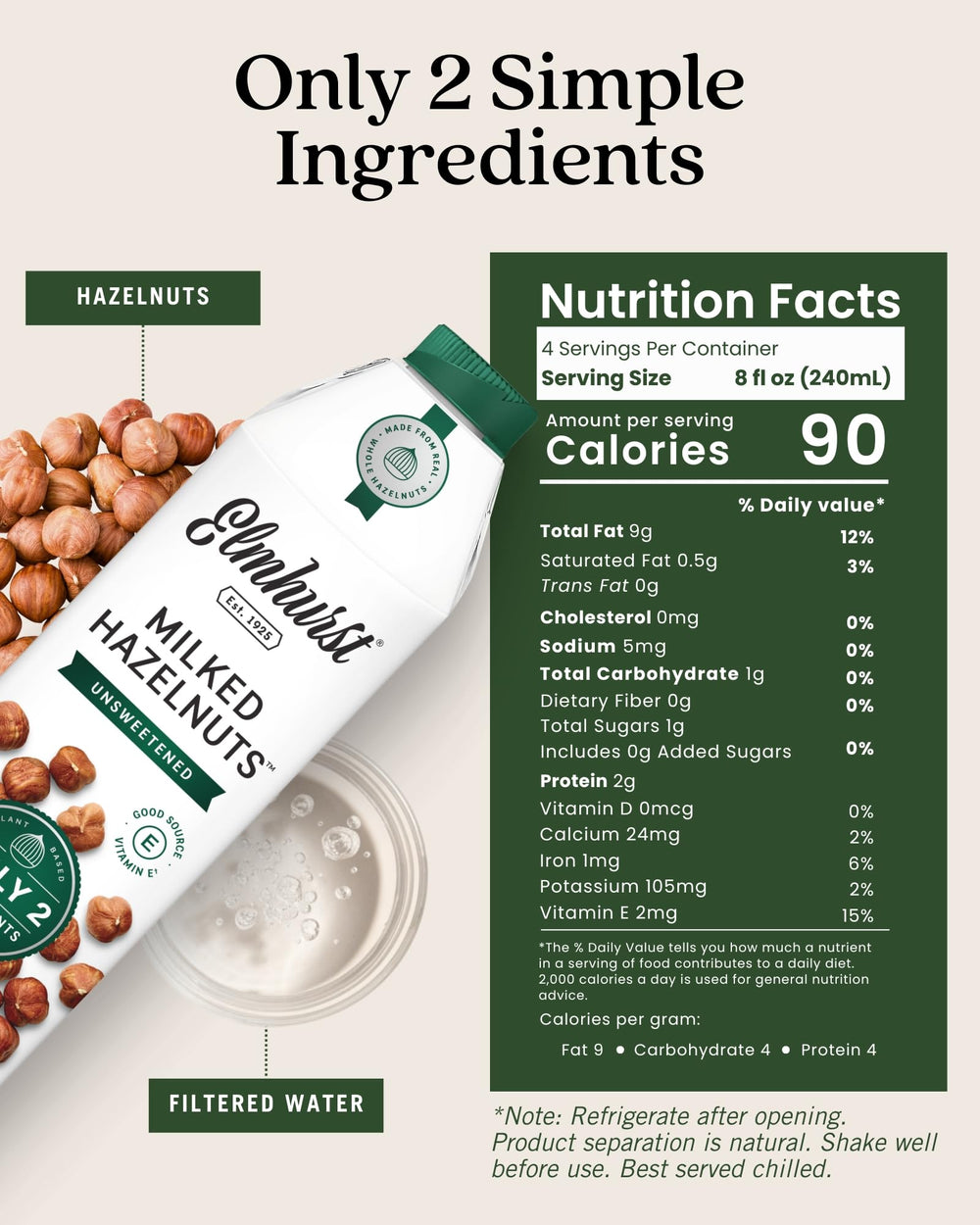 Pouring Elmhurst hazelnut milk into coffee for a creamy dairy-free cup