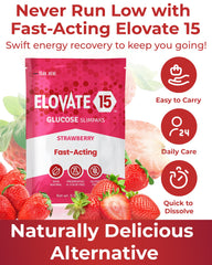 Elovate 15 strawberry flavor glucose powder close-up showing smooth texture.