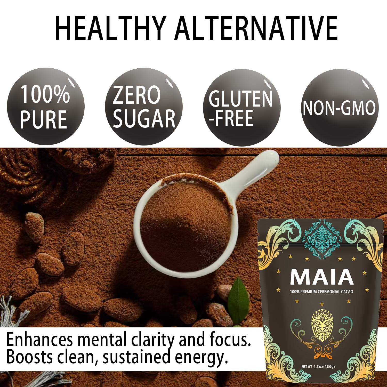 Elunara Maia ceremonial cacao warm mug served, inviting ritual and calm focus.