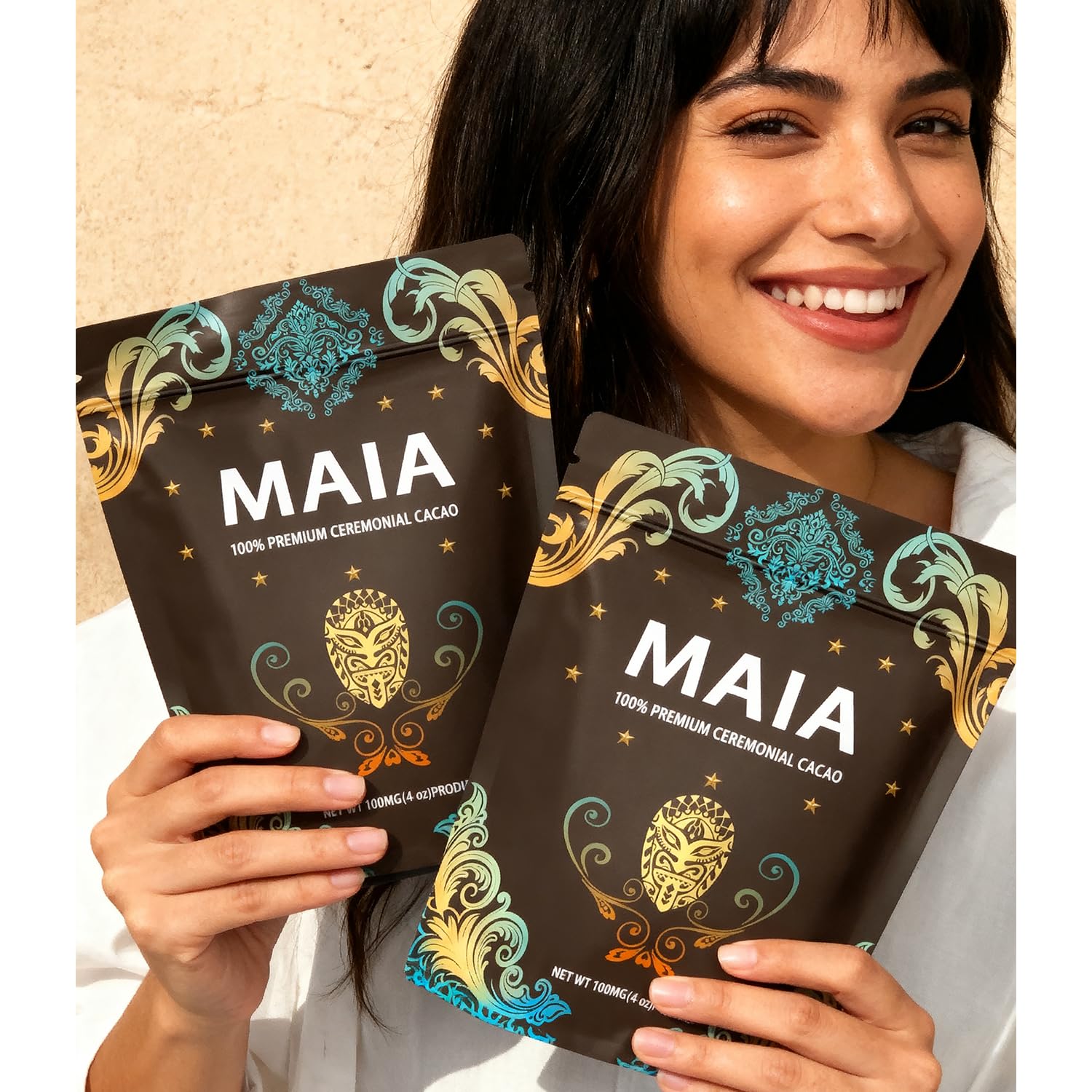 Maia label details emphasize zero sugar and natural ingredients.