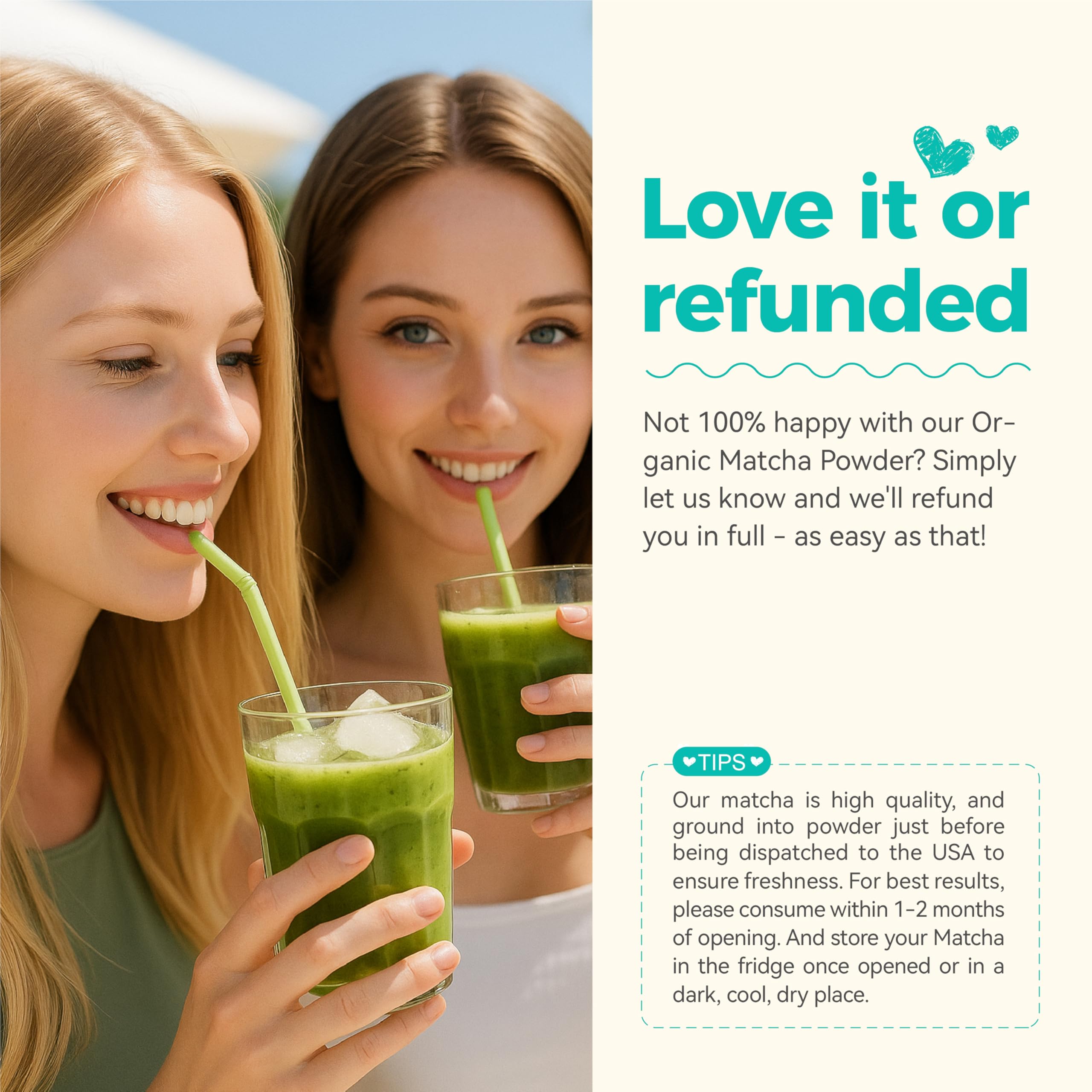 Emerail eco-friendly packaging highlights organic, pure matcha