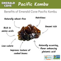 Emerald Cove Pacific Kombu strips close-up showing rich texture for flavorful broths.