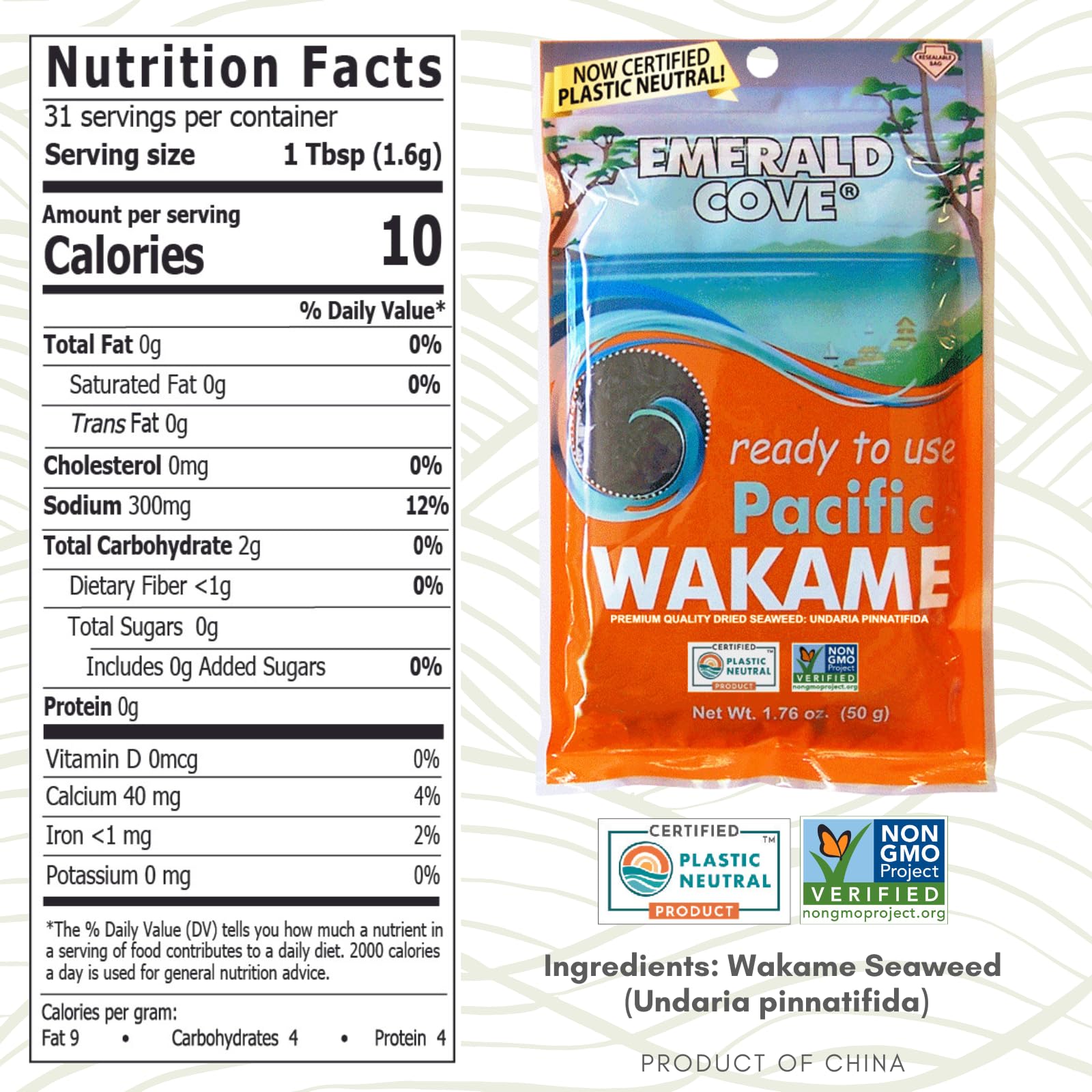 Emerald Cove ready-to-eat wakame; convenient pantry staple.