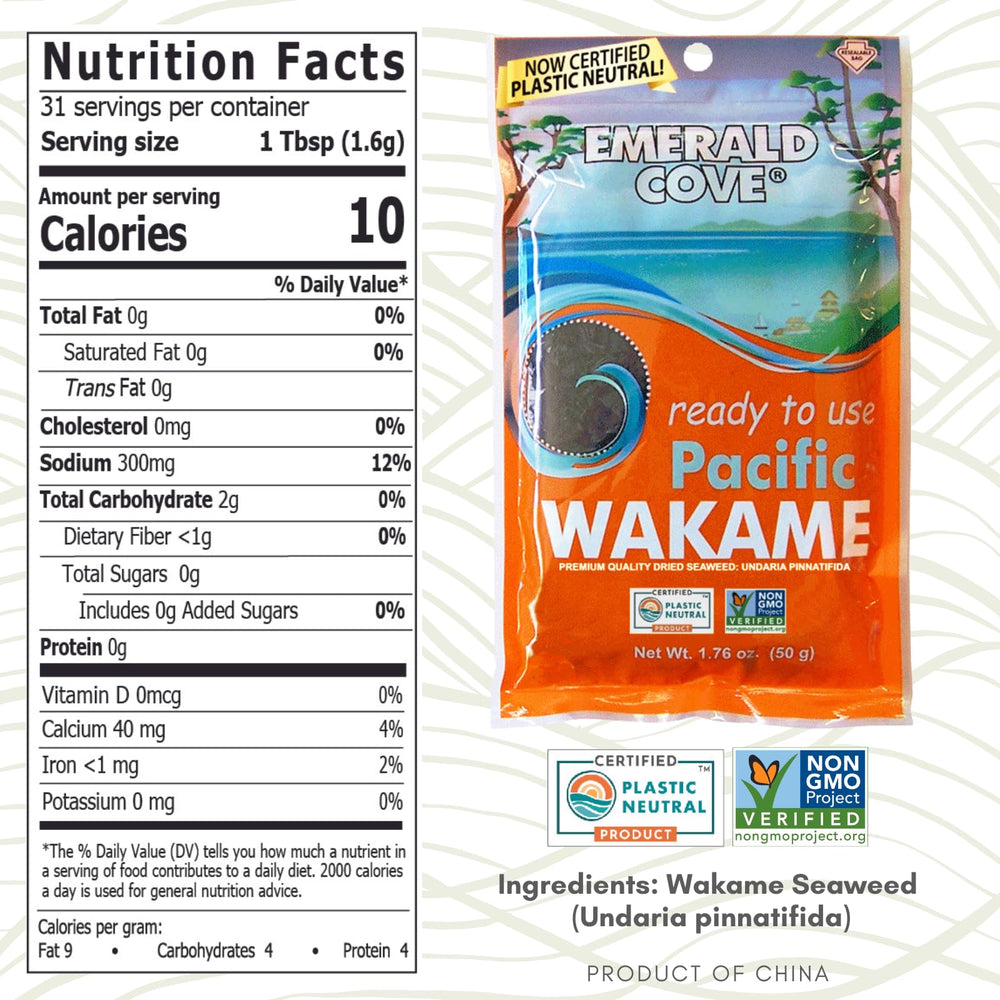 Emerald Cove ready-to-eat wakame; convenient pantry staple.
