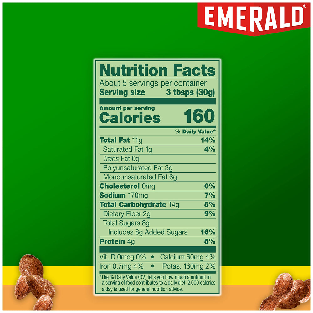 Emerald Honey Glazed Almonds bag front showing packaging and premium quality