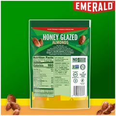 Emerald Honey Glazed Almonds bag open with reseal for freshness