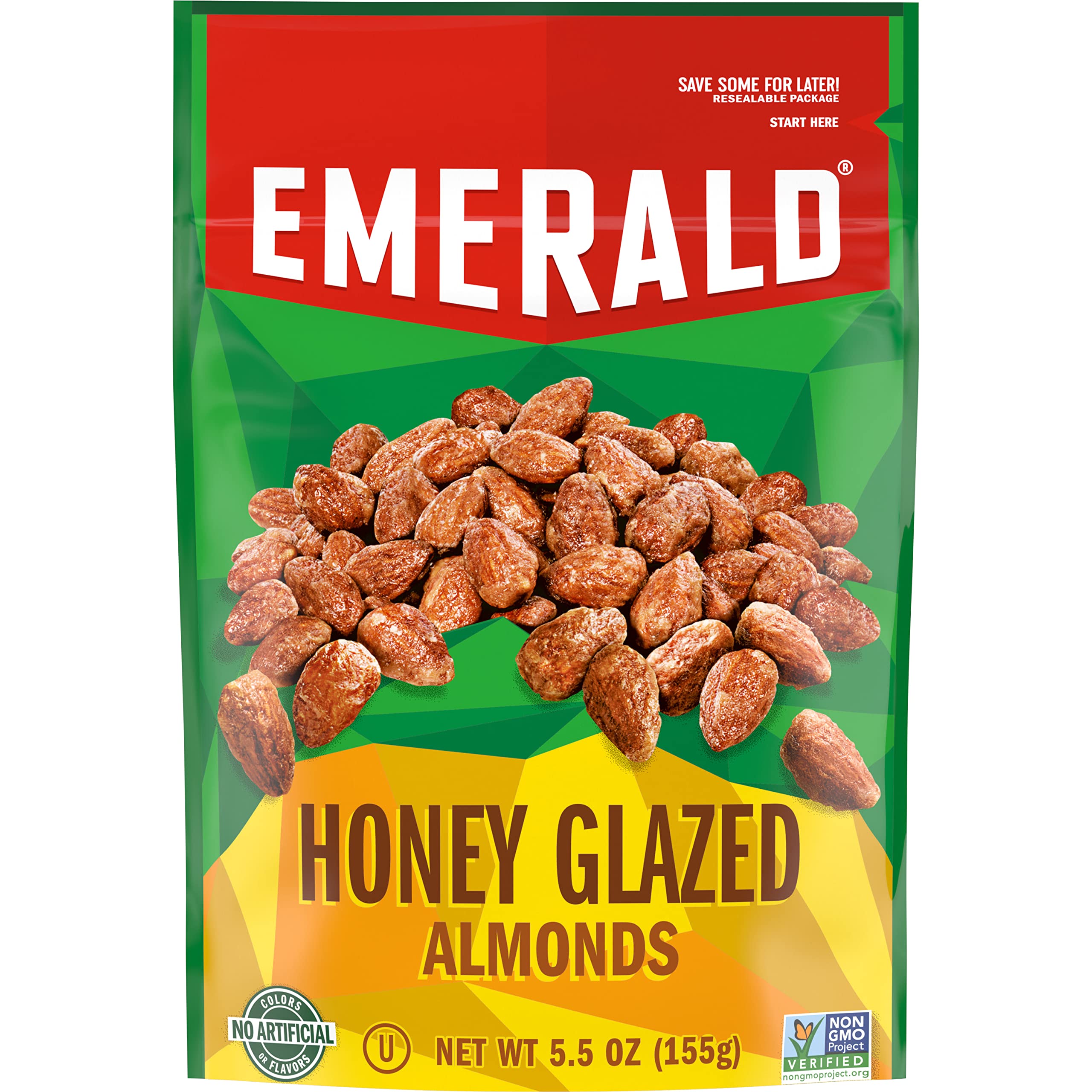 Emerald Honey Glazed Almonds close-up highlighting glossy glaze and crunchy almonds for snacking