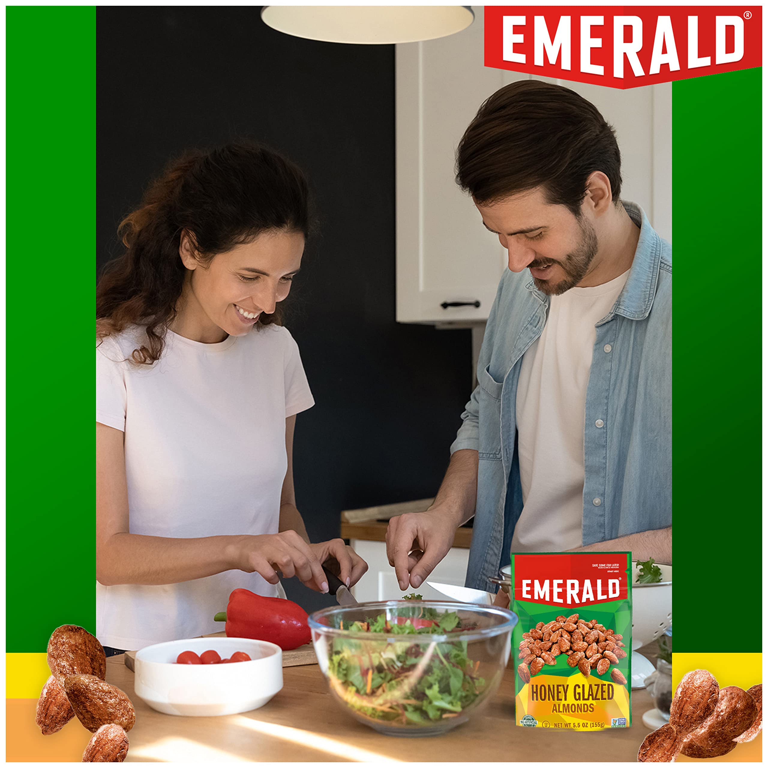 Glossy coating on Emerald Honey Glazed Almonds enhances flavor