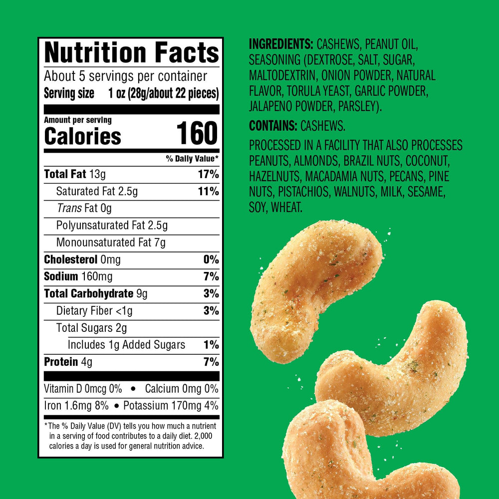 Emerald Jalapeno Cashews spice closeup highlights bold jalapeño flavor.