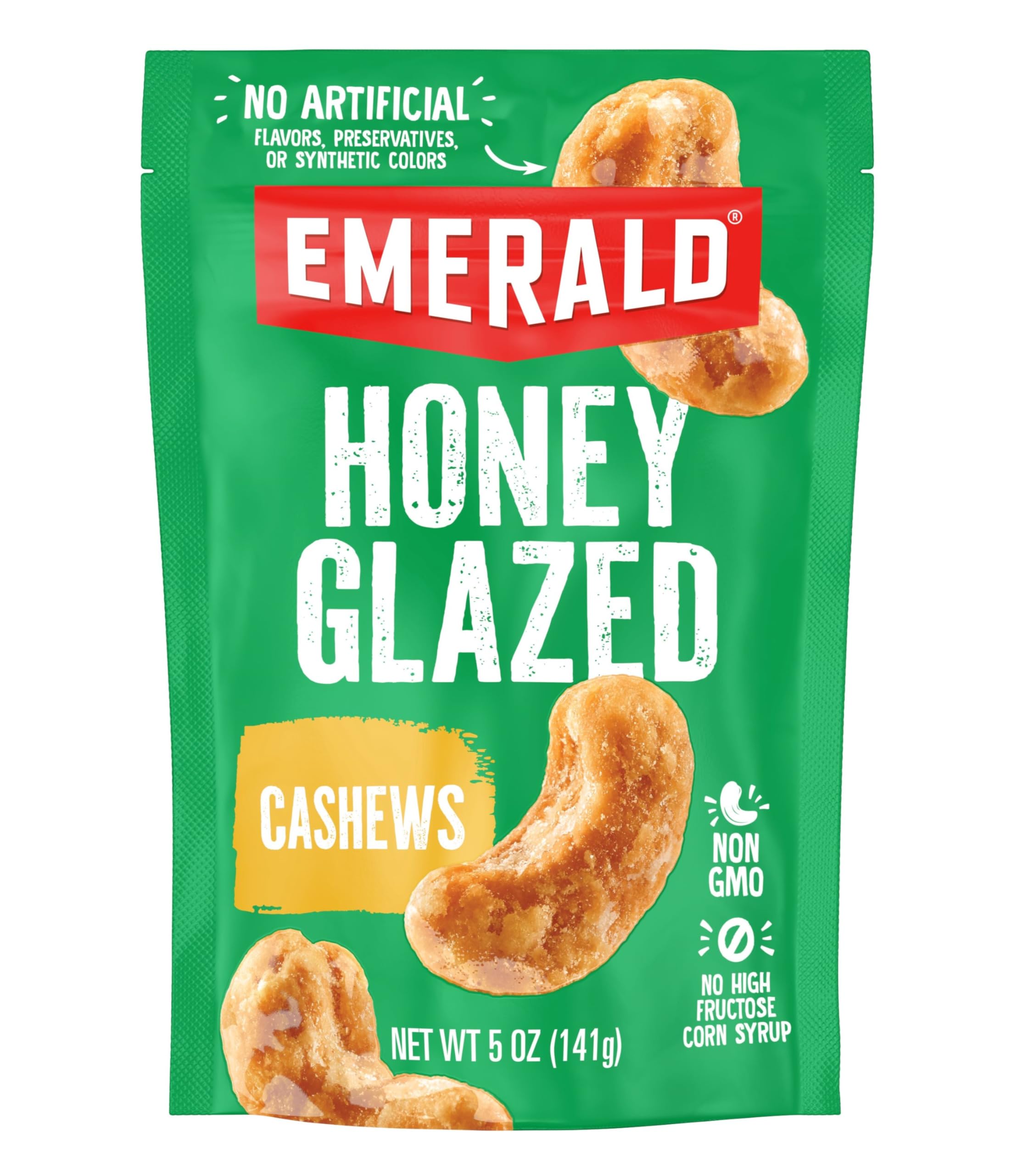 Emerald Honey Glazed Cashews 1-pack is ready for on-the-go snacking.