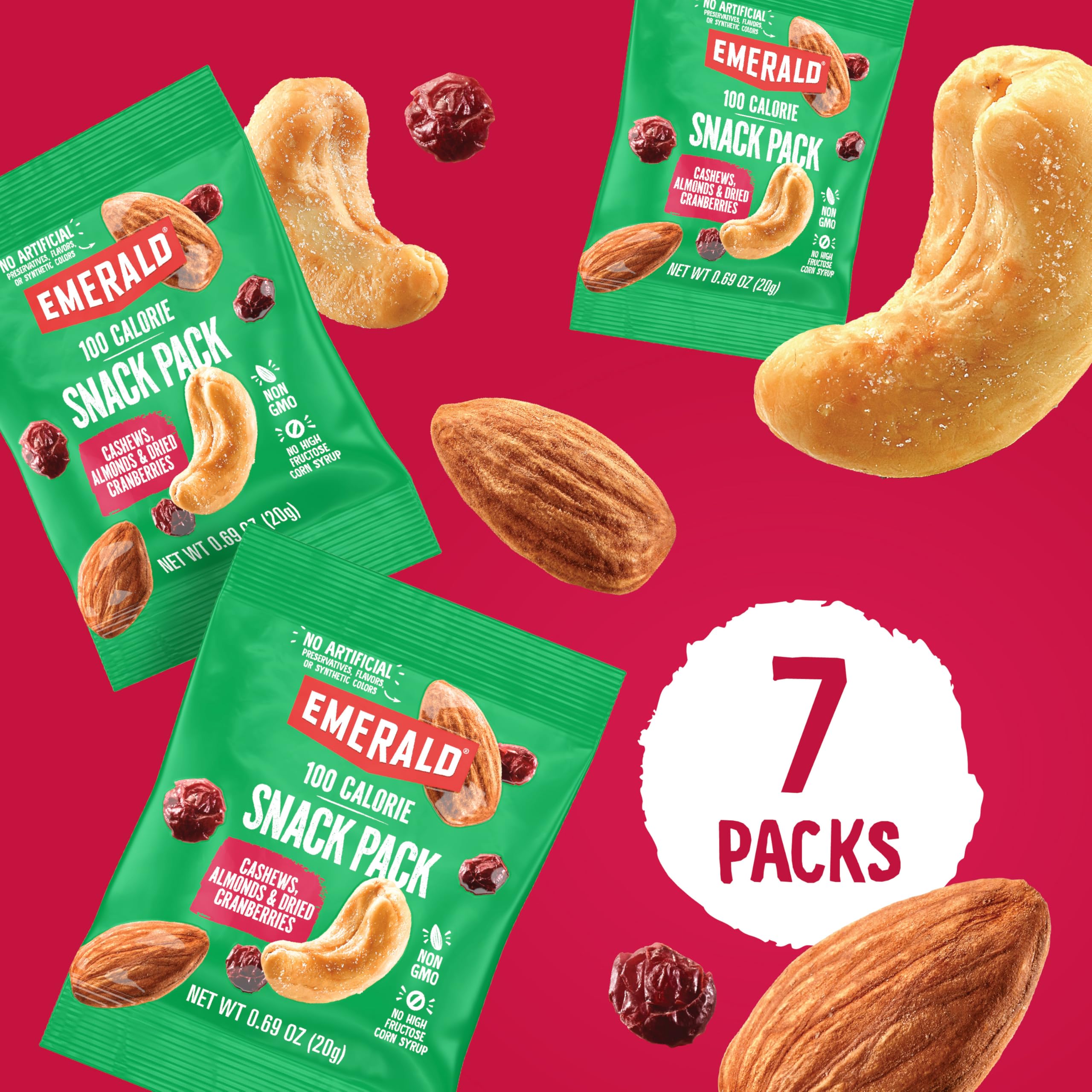 Kosher-certified emblem visible on Emerald Nuts packaging