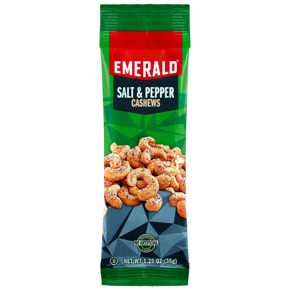 Kosher certified label on Emerald Nuts Salt and Pepper Cashews