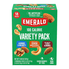 Emerald Nuts mixed nuts variety pack front view, convenient on-the-go snack