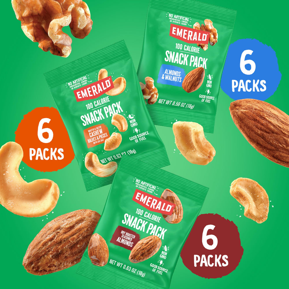 Emerald Nuts natural almonds and walnuts close-up, wholesome mix