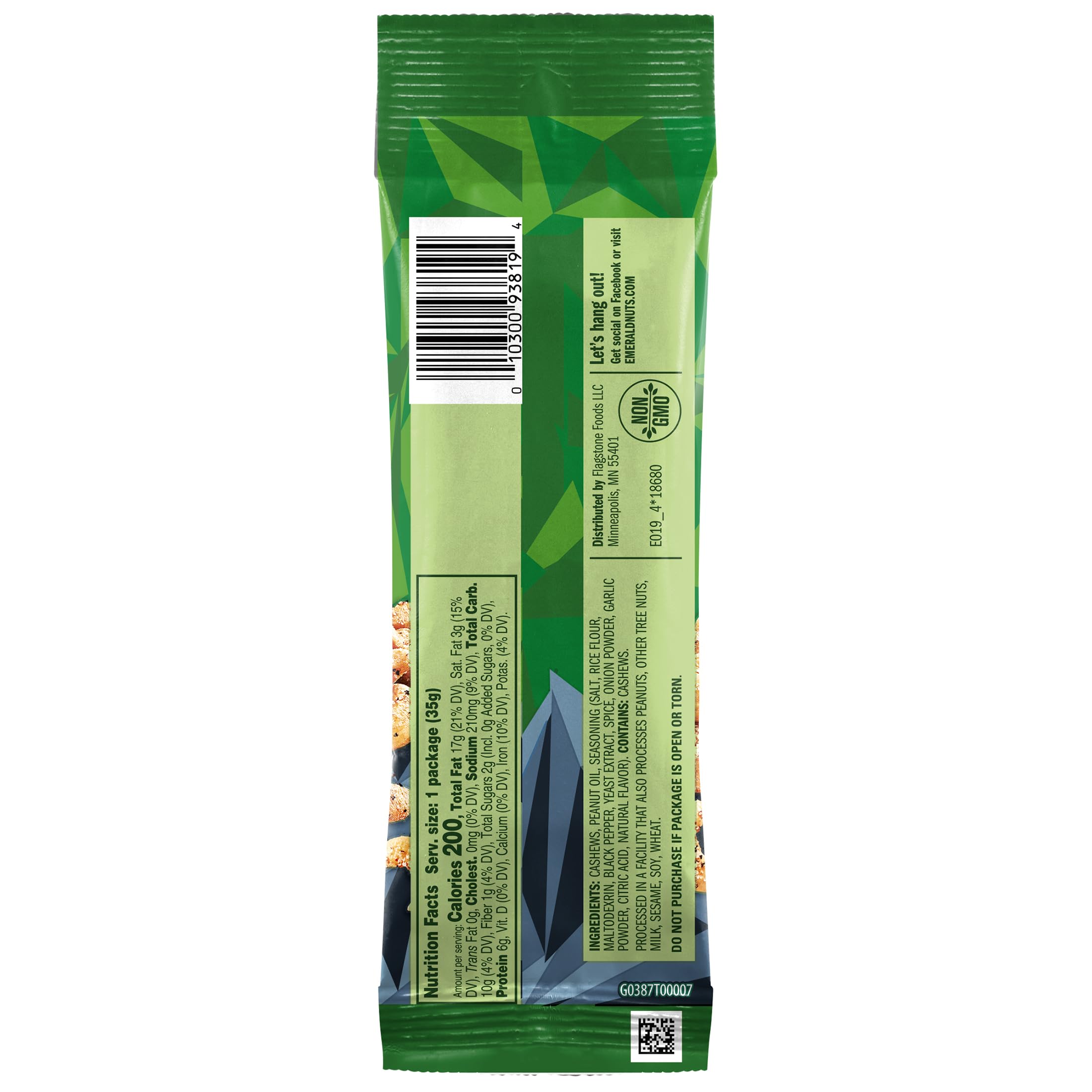 Non-GMO ingredients highlight on Emerald Nuts packaging