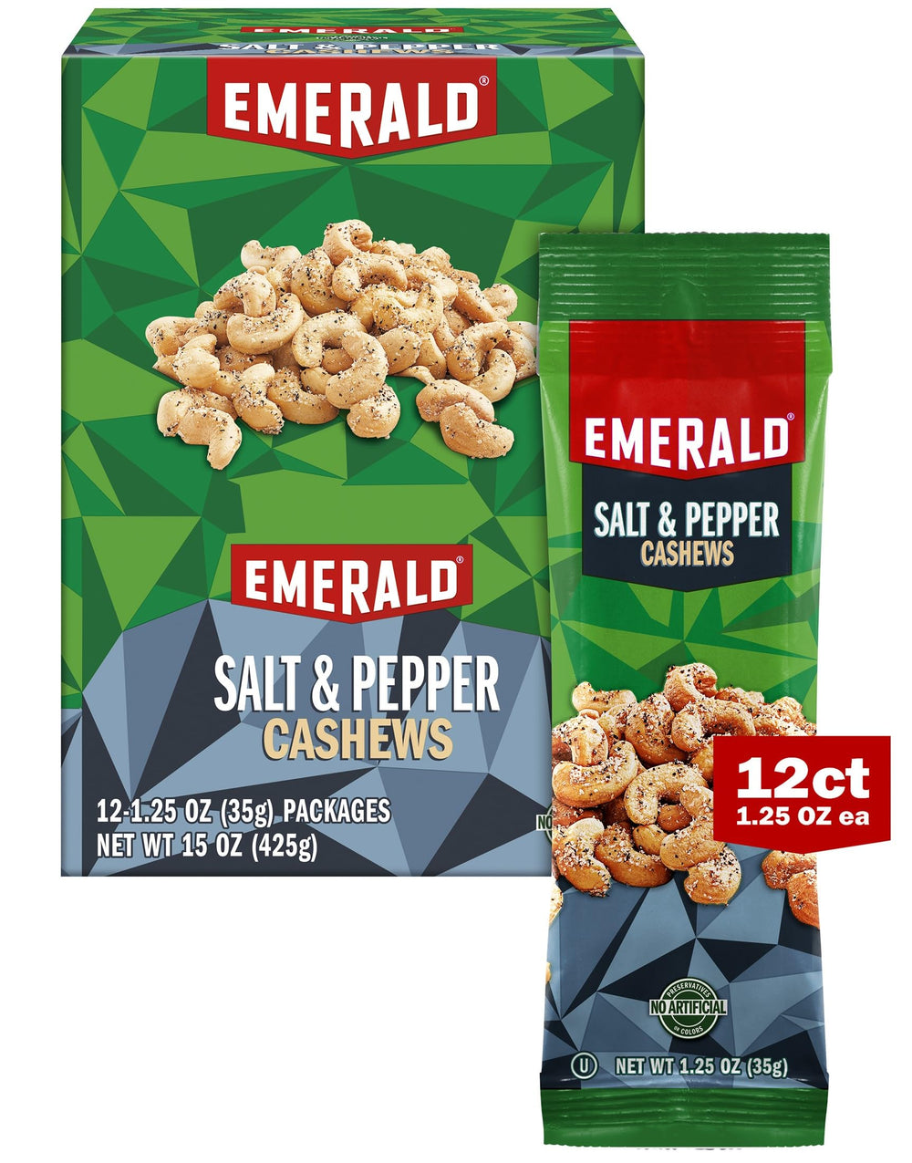 Emerald Salt and Pepper Cashews in a portable tube for on-the-go snacking
