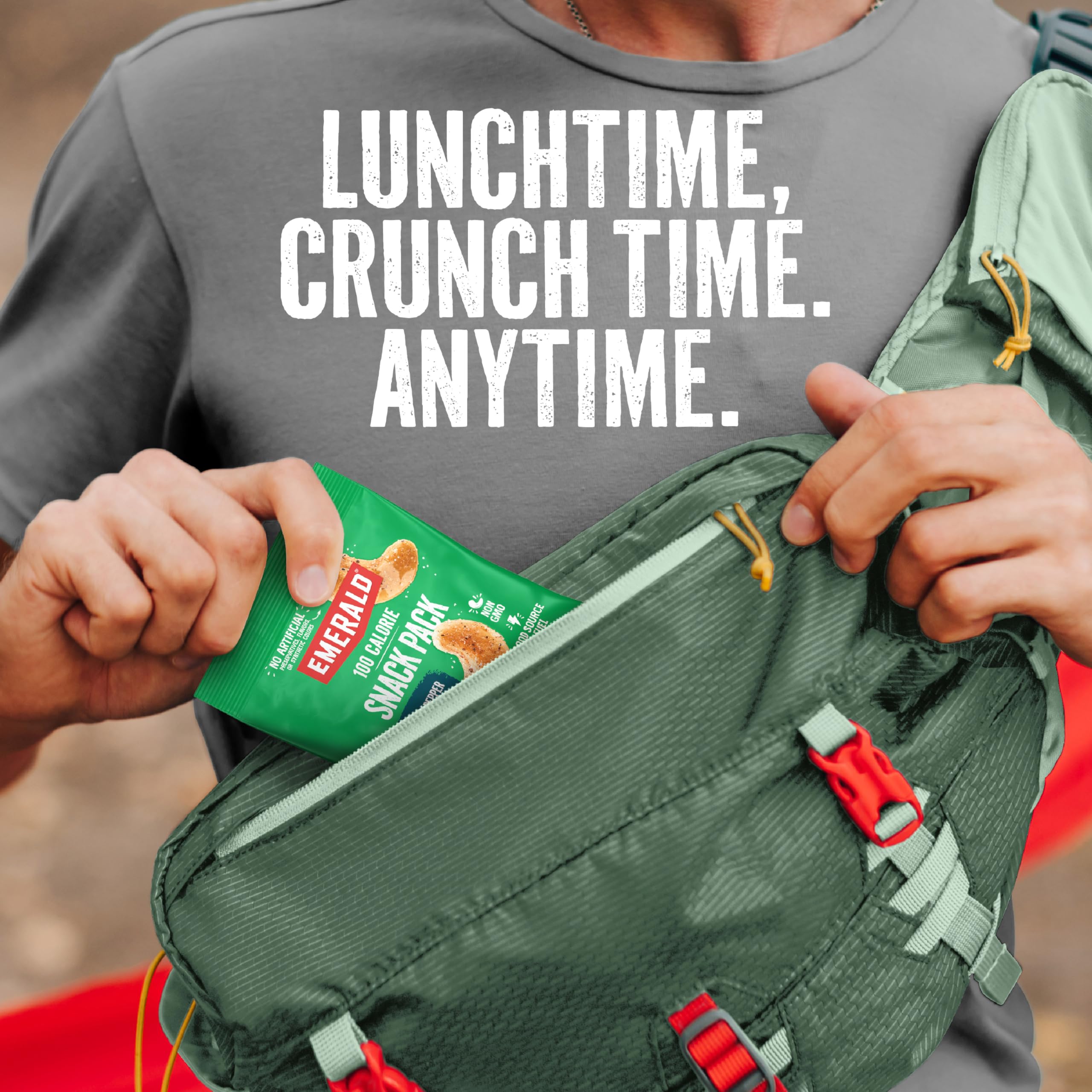 Emerald Salt and Pepper Cashews resealable bag offers easy everyday snacking.
