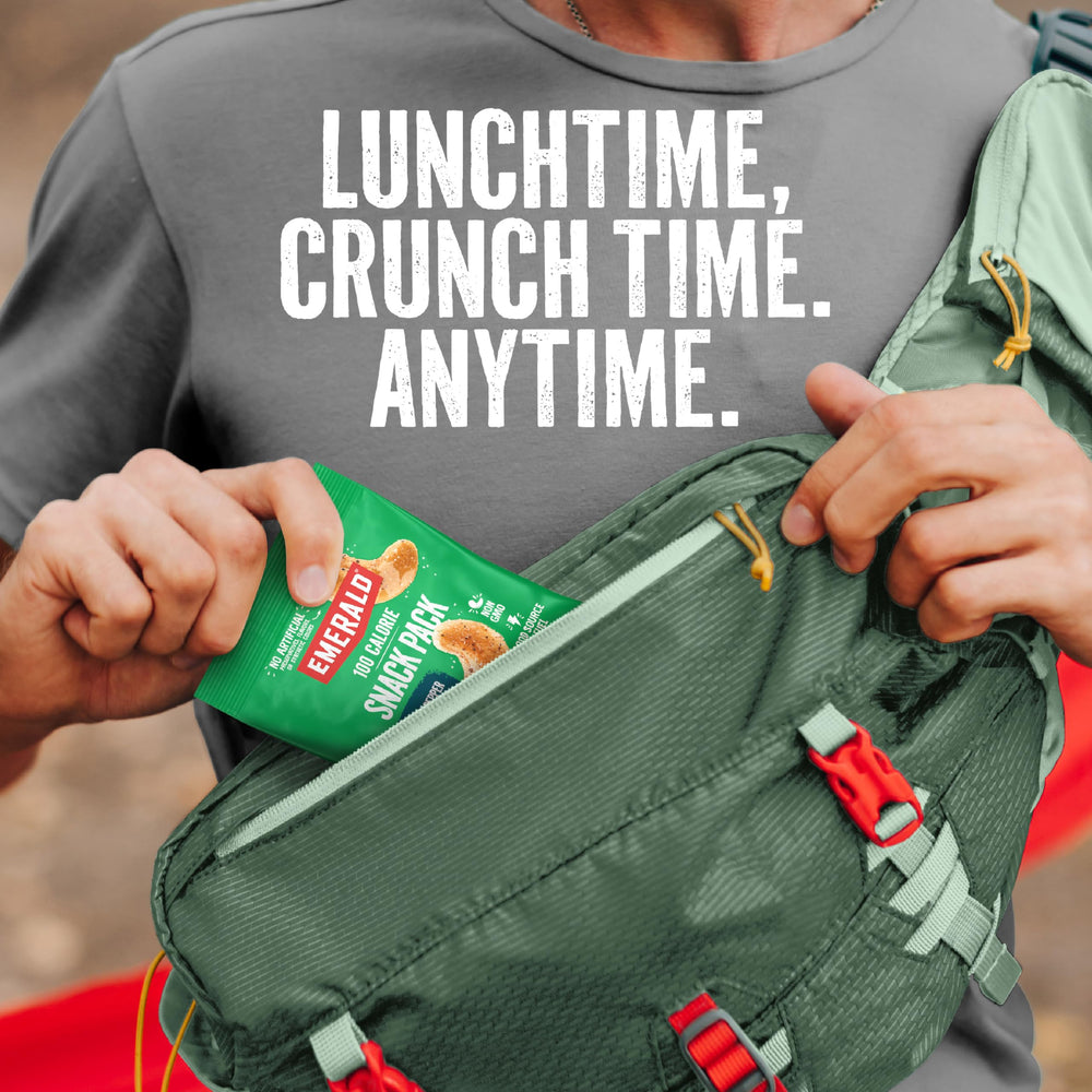 Emerald Salt and Pepper Cashews resealable bag offers easy everyday snacking.