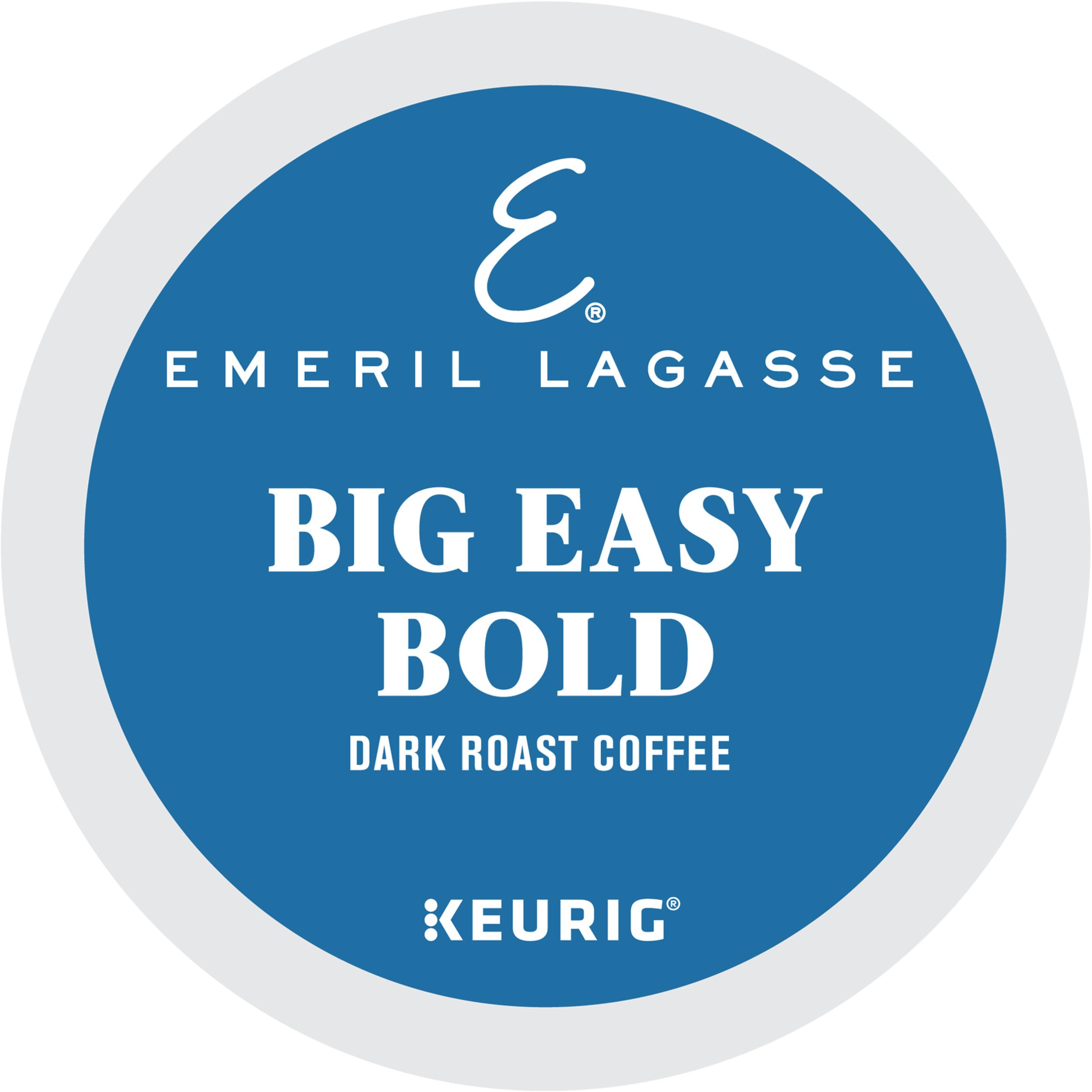 Emeril Big Easy Bold K-Cup pod closeup highlights dark roast and rich aroma.