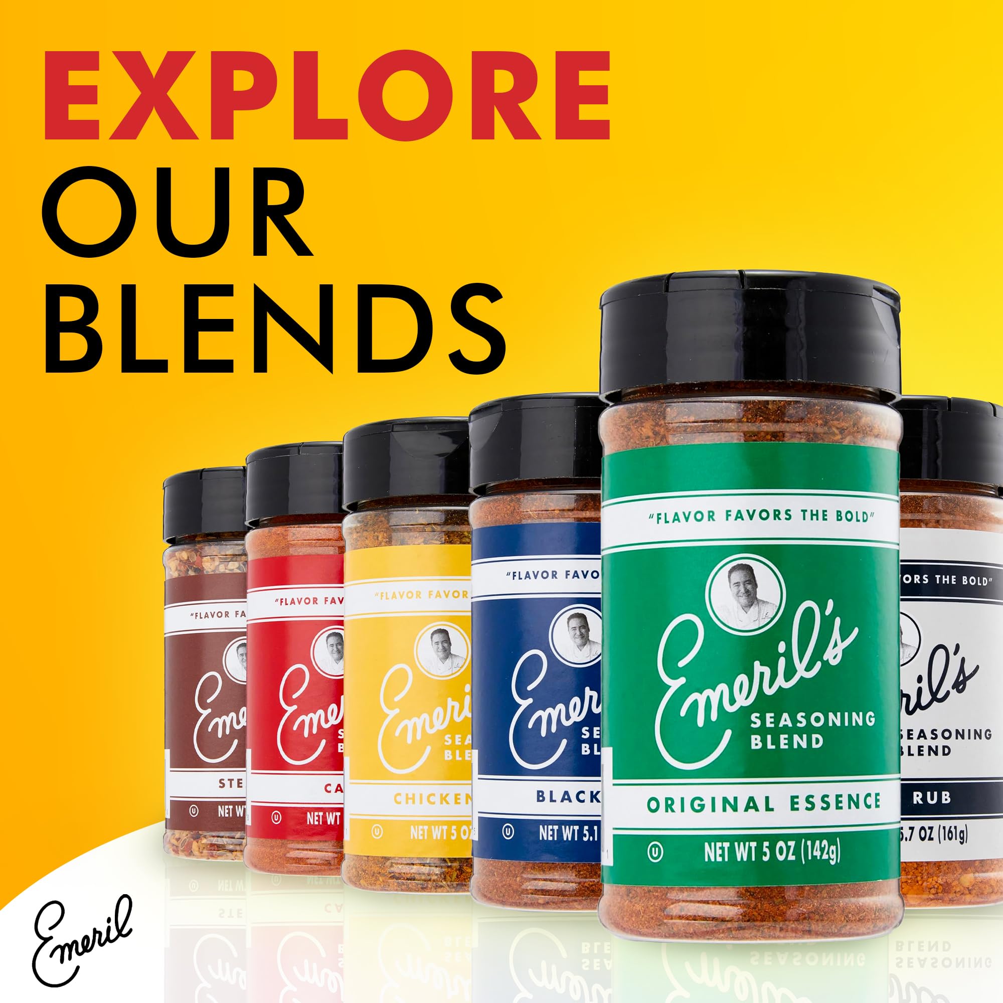 Emeril Lagasse Blackened seasoning bottle brings smoky heat to steaks and vegetables.