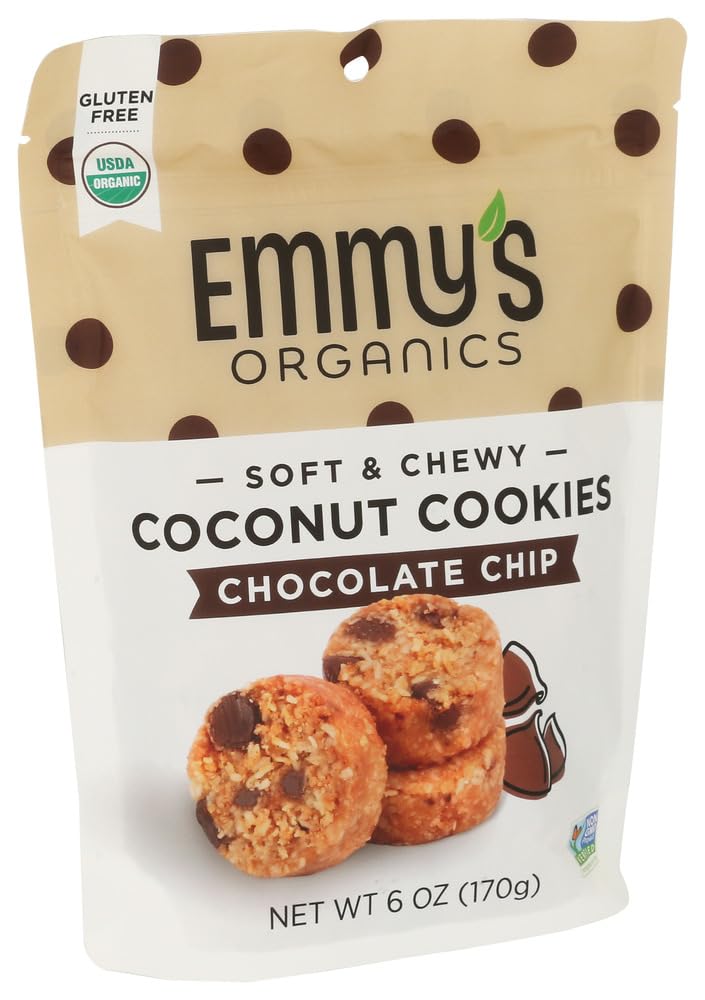 Ingredients panel of Emmy's Organics cookies highlighting wholesome components.