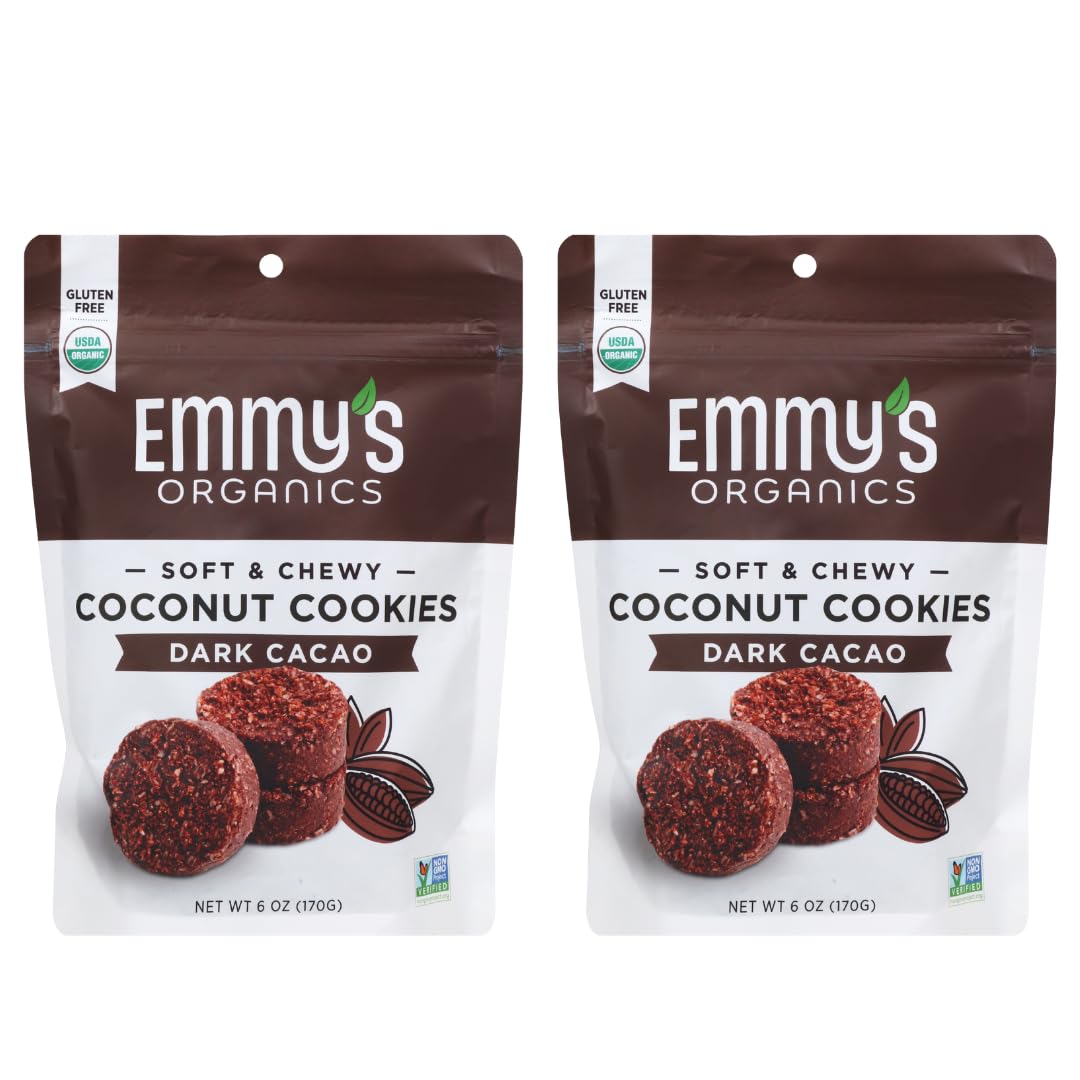 Emmy's Organics Coconut Cookies vanilla bean pack 2 gluten-free vegan snack.