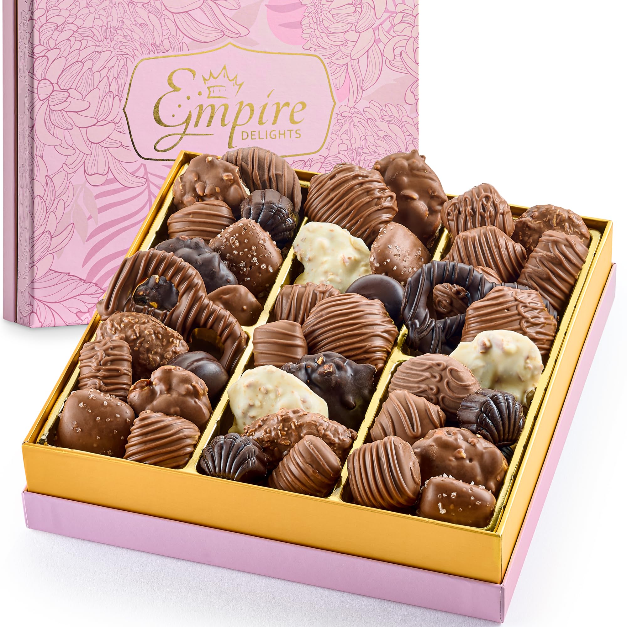 Empire Delights pink floral gift box covered in wrap, ready for gifting