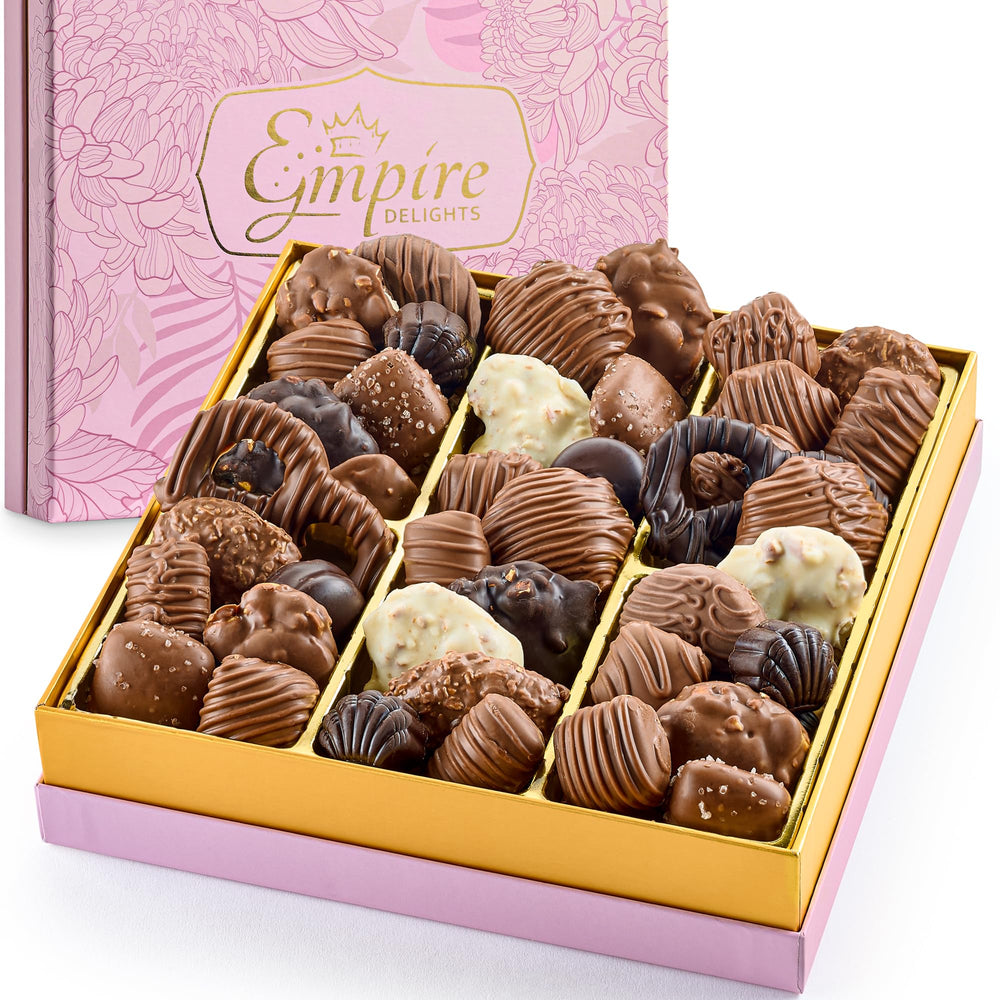 Empire Delights pink floral gift box covered in wrap, ready for gifting