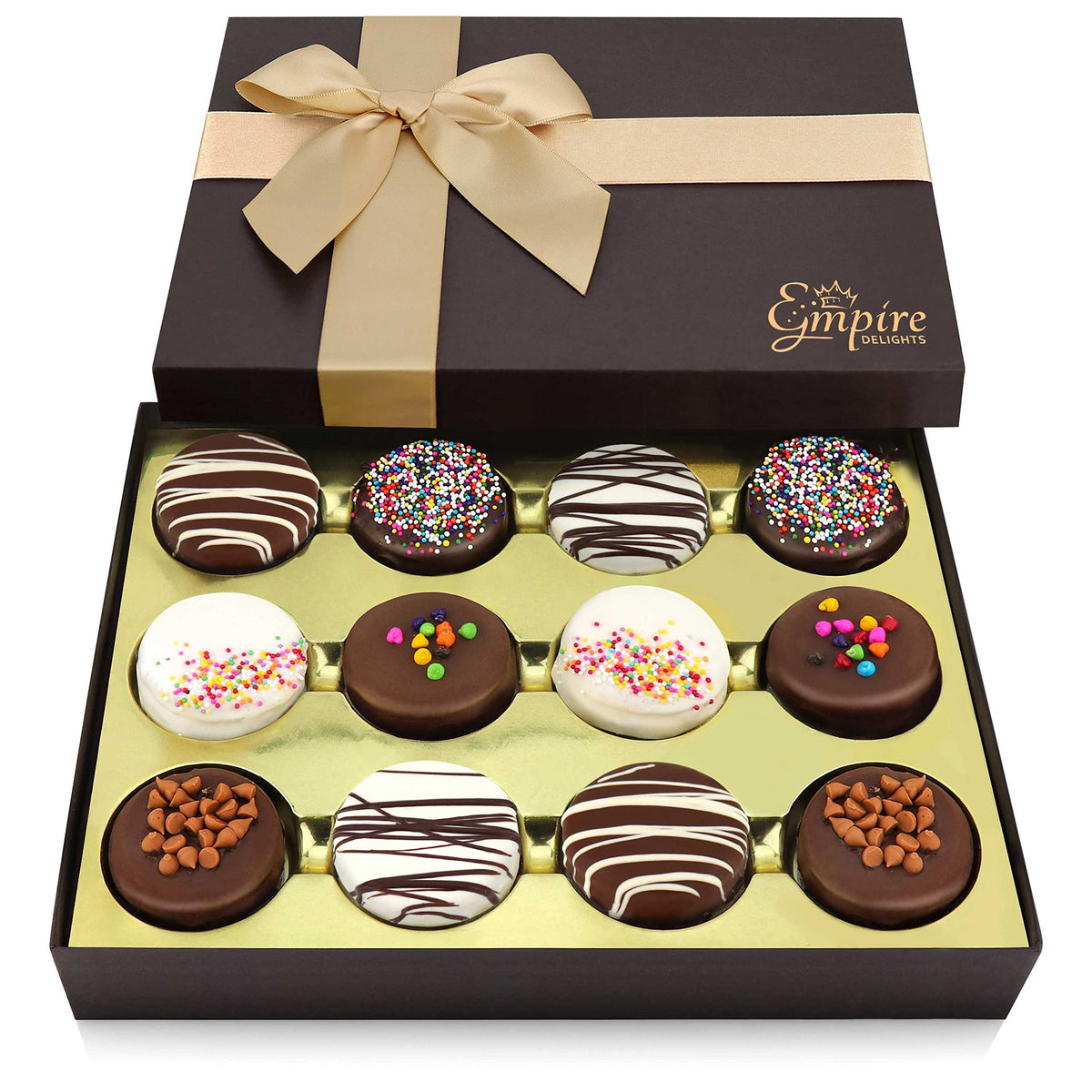 Empire Delights gift basket packaging with ribbon wrap, ready for gifting.