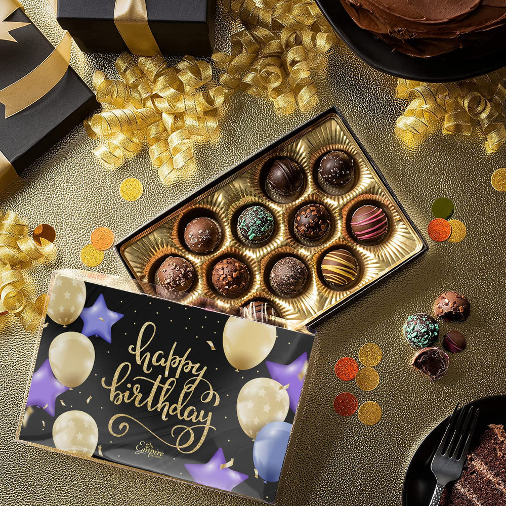 Champagne truffle detail by Empire Delights for a celebratory mood.