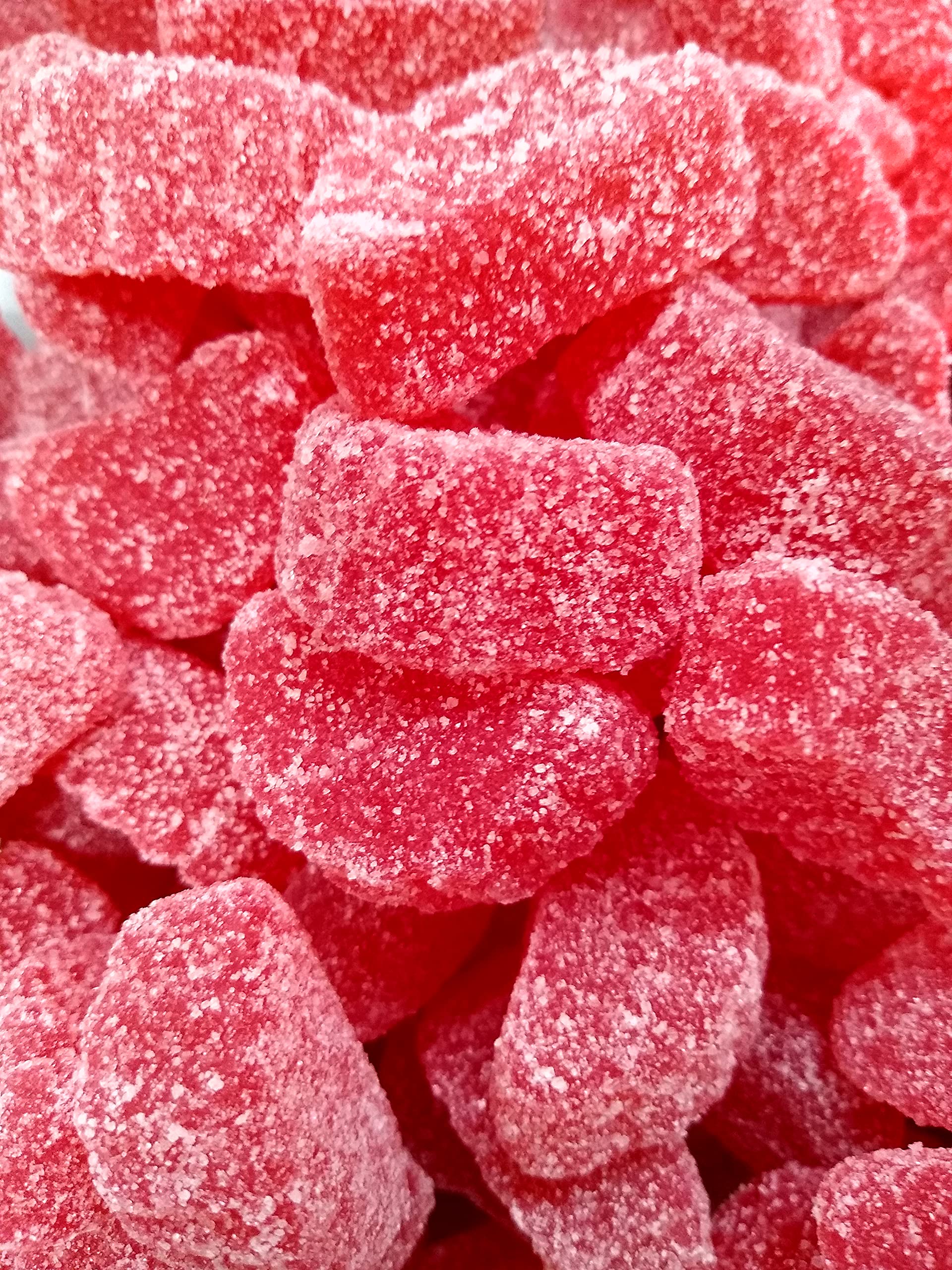 Emporium Candy Cherry Gel Slices texture close-up emphasizing chewy bite.