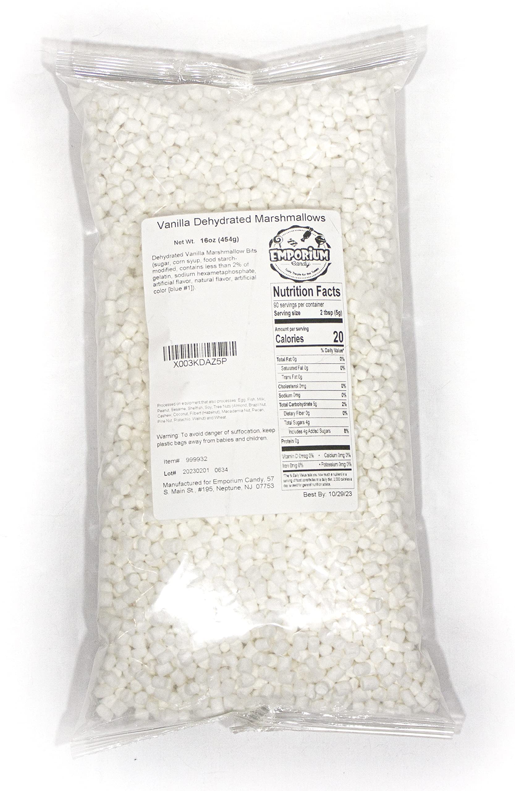 Emporium Candy dehydrated mini vanilla marshmallows in a resealable bag for easy snacking
