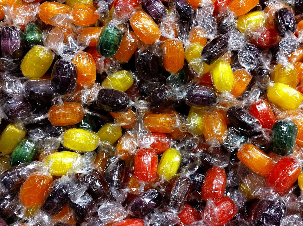 Emporium Candy grape-wrapped fruit barrel, colorful option for candy bowls and gifting.