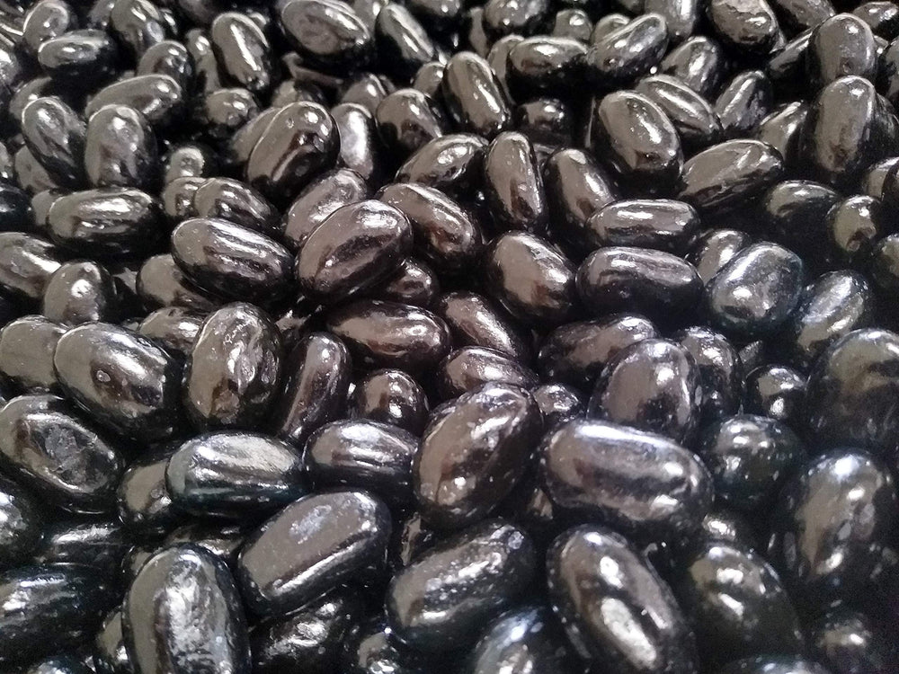EMPORIUM CANDY Jumbo Licorice Jelly Beans bag showing soft, chewy black licorice—great for sharing.