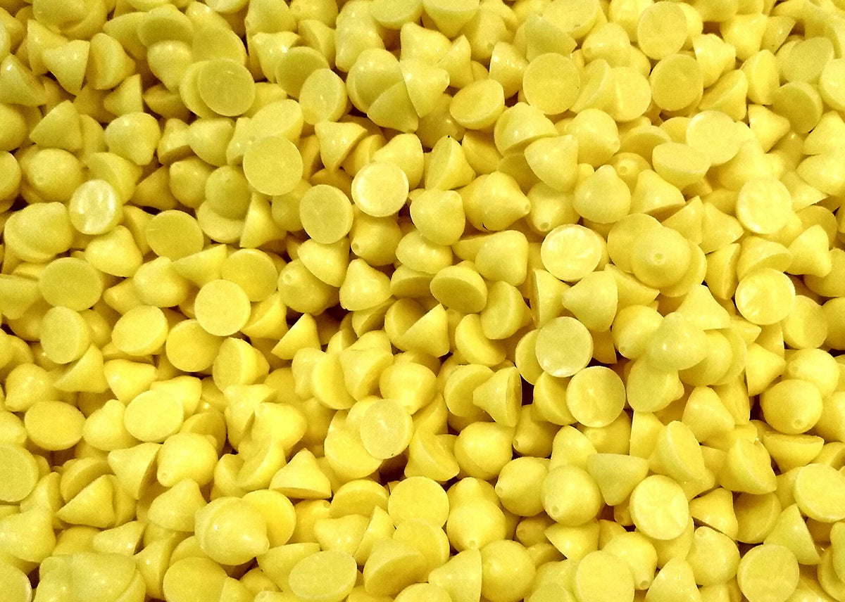 Emporium Candy Lemon Baking Chips 1lb pack closeup for baking versatility.